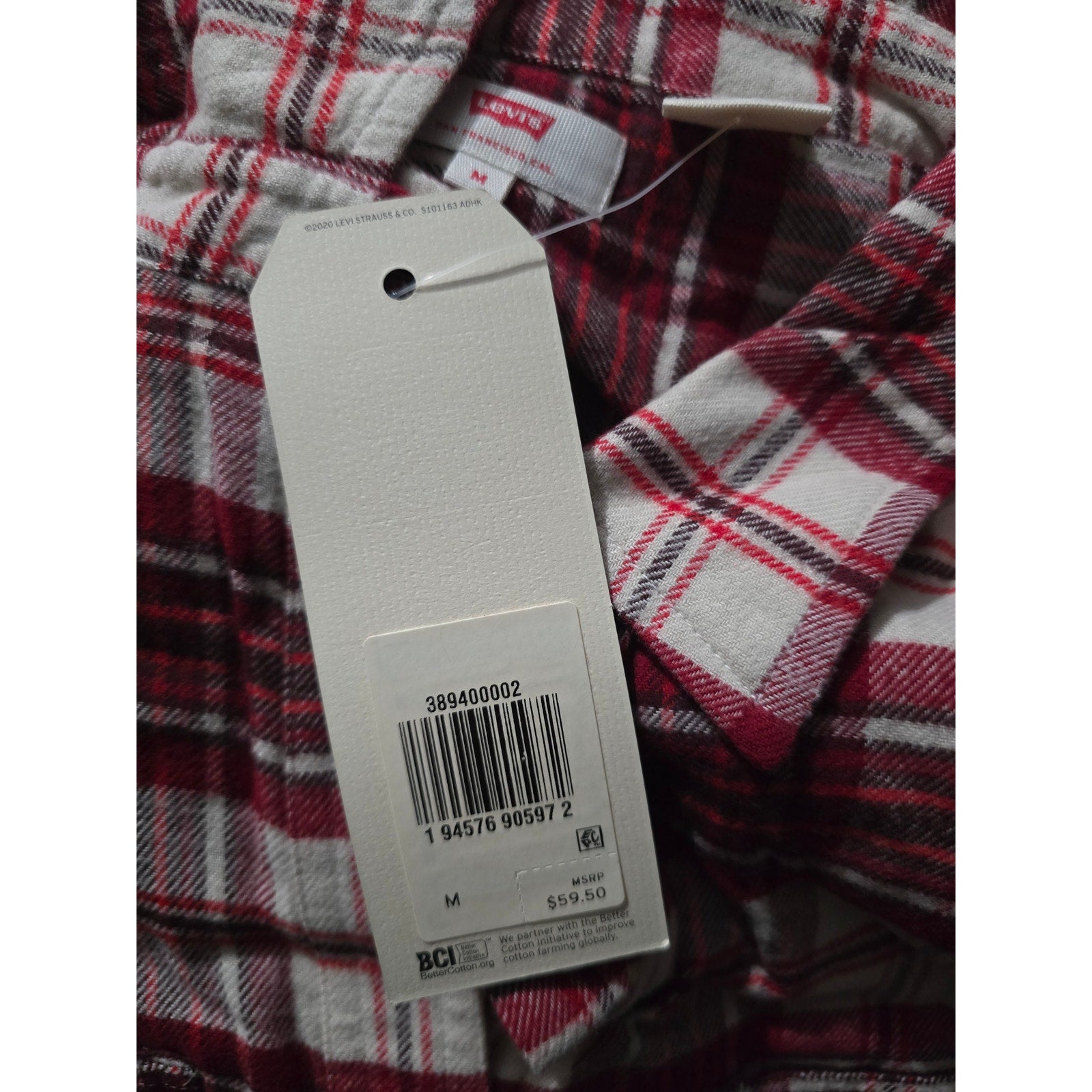 Levi’s Women’s Maple Red Utility Plaid Cropped Button-Up Shirt – Medium New