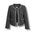 Frenchi women’s tweed frayed-edge open-front blazer jacket - medium