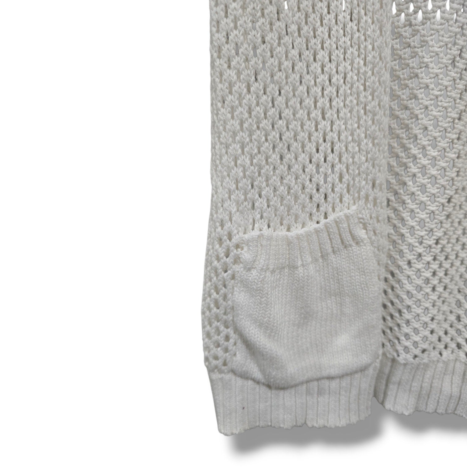 Weekends by Chico's White Open Crochet Knit Cardigan