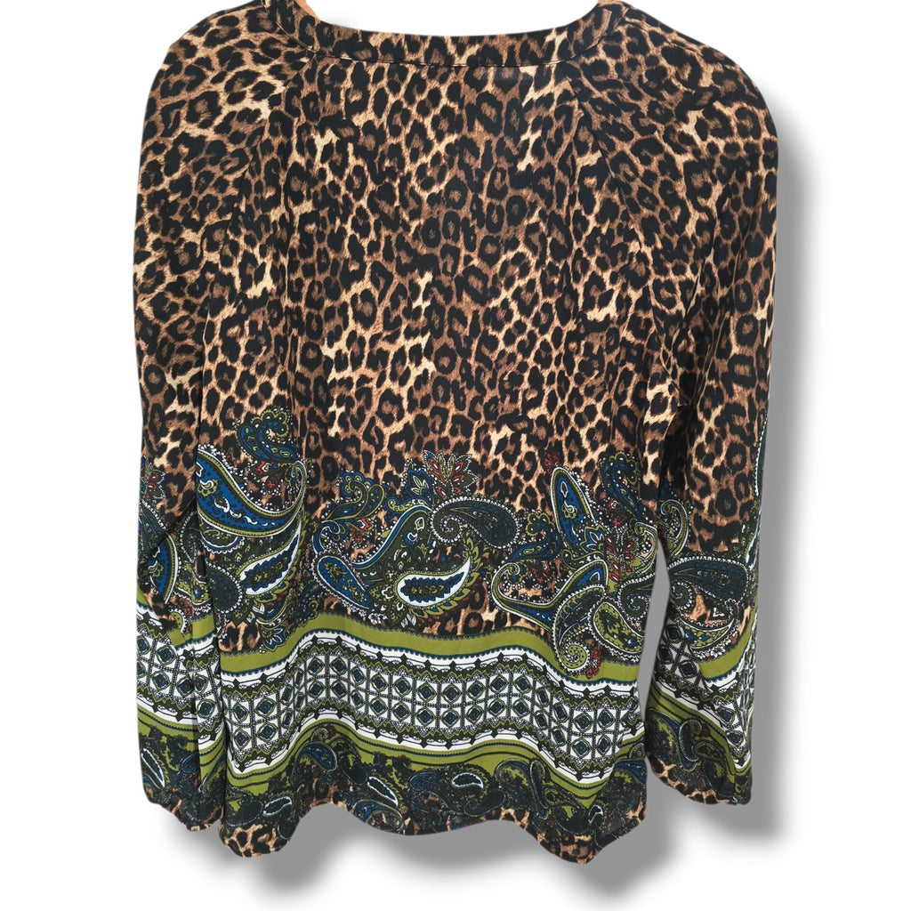 Melissa Paige Women’s petite Boho Mixed-Print Peasant Top – Gently Used - PM