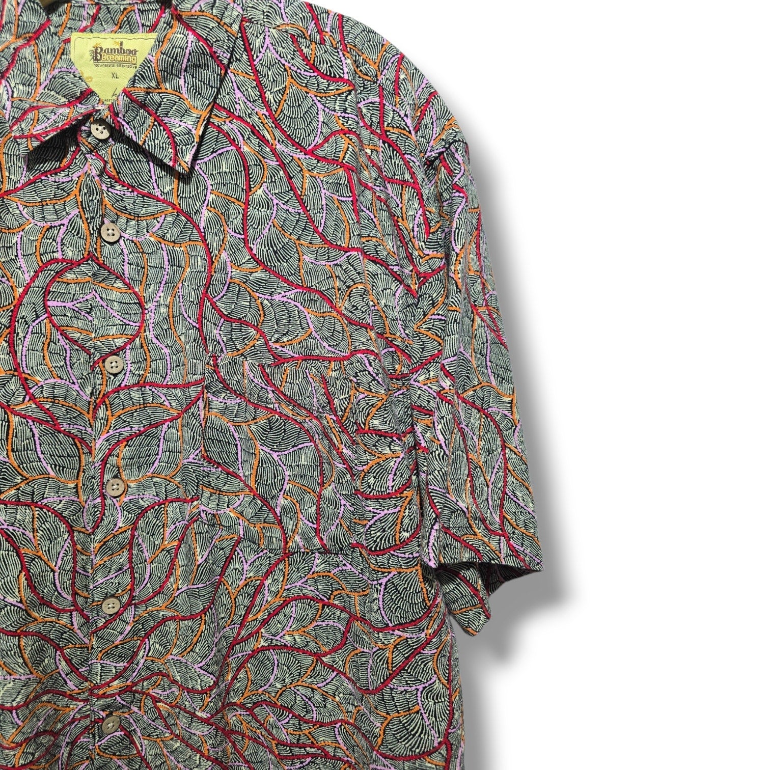 Bamboo Dreaming by Kingston Grange Mens XL Abstract Geometric Short Sleeve Shirt