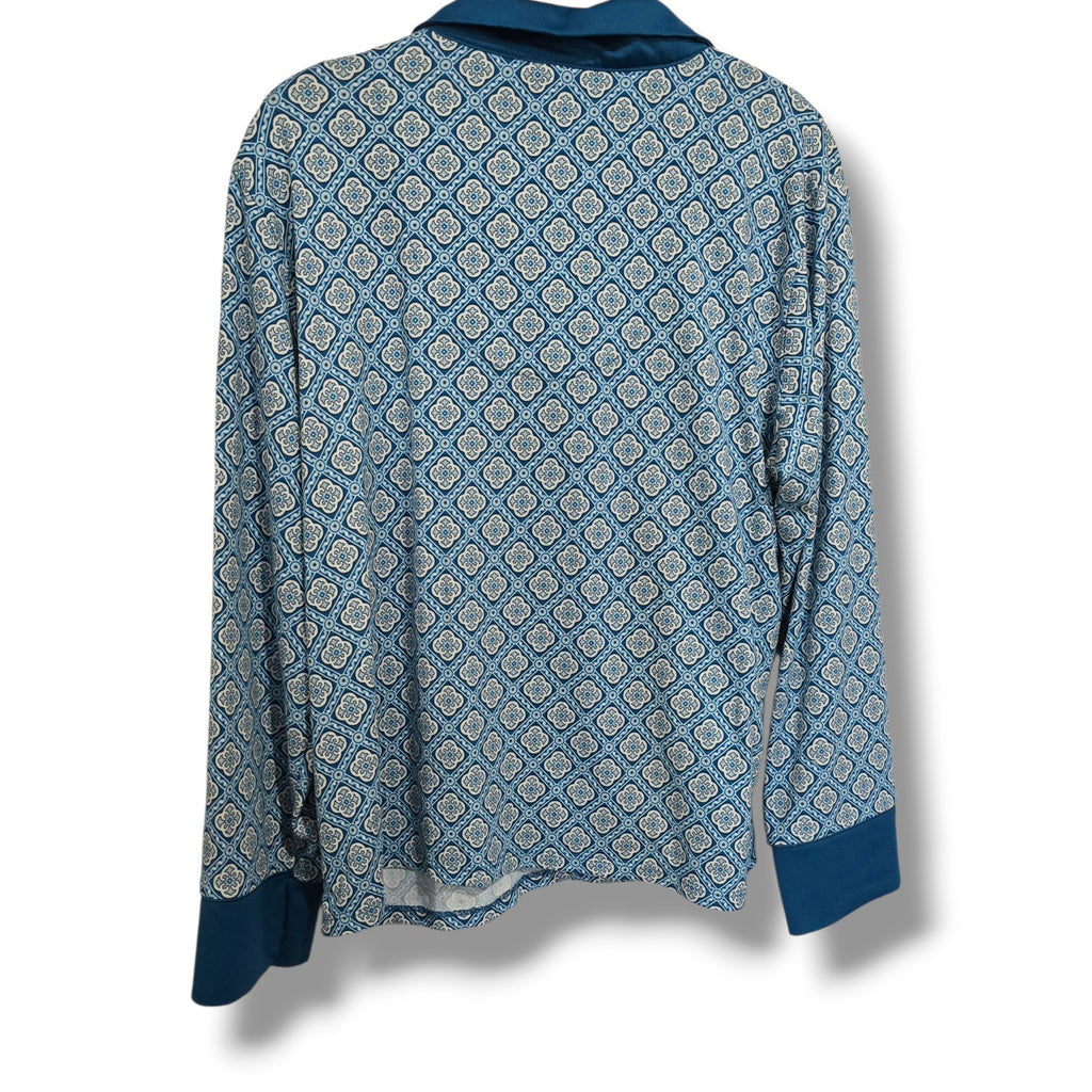 Flora by Flora Nikrooz Women’s Blue Geometric Long Sleeve Pajama Top Size Large