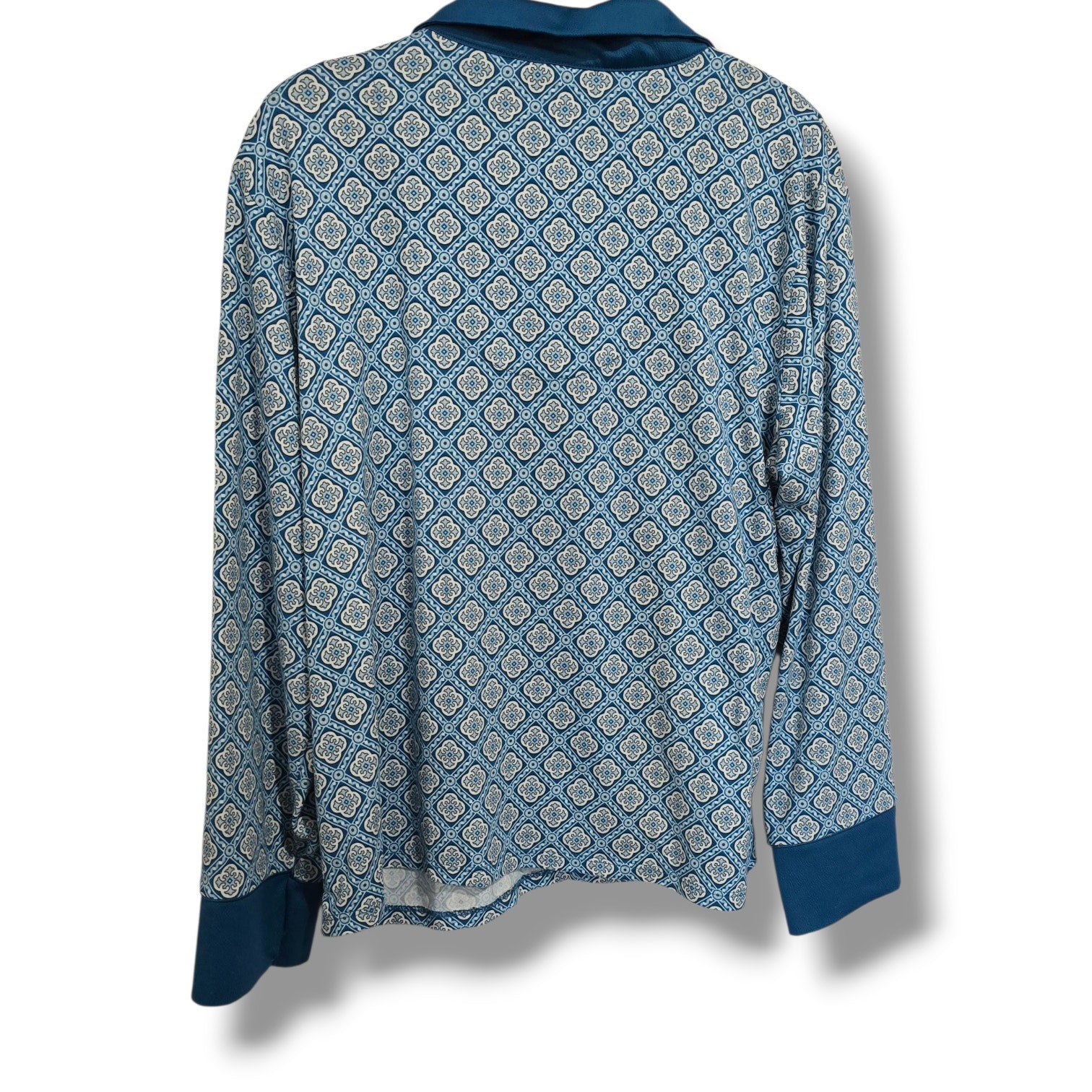 Flora by Flora Nikrooz Women’s Blue Geometric Long Sleeve Pajama Top Size Large