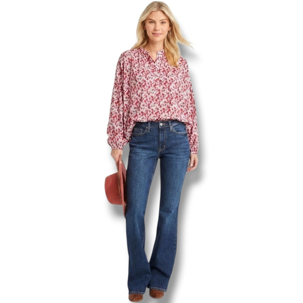 Universal Thread Womens Floral Balloon Sleeve Quarter Button Blouse Medium NWOT