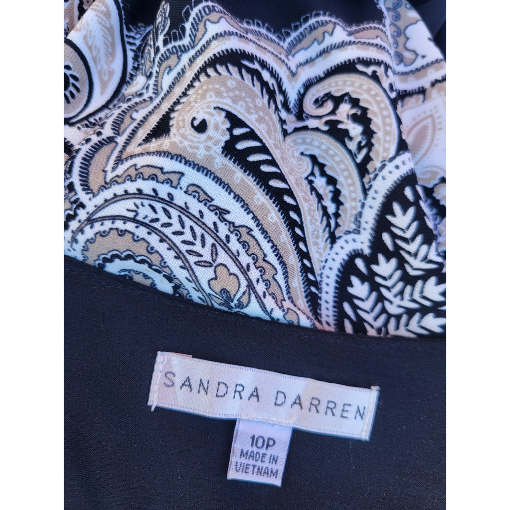 Sandra Darren Women’s Sleeveless Printed Jersey Necklace Dress Black Beige
