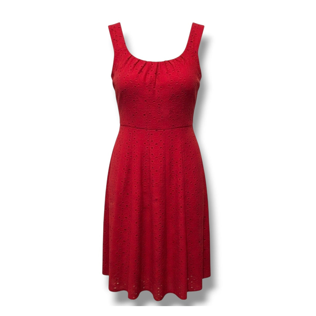 London Times Red Eyelet Sleeveless Fit & Flare Dress – Size 6