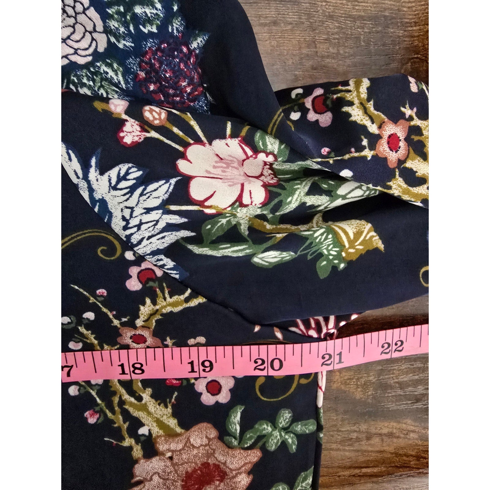 Style Me Women's Size M Navy Blue Asian Floral Butterfly Satin Bomber Jacket