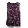 Apt. 9 Women's Tie Neck Blouse Medium Button Front Ruffle Sleeveless Plum Print