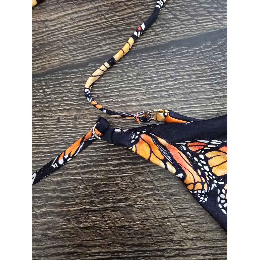 Toluca Swim Women's Size M Monarch Butterfly Print Side Tie Bikini Bottom NWT