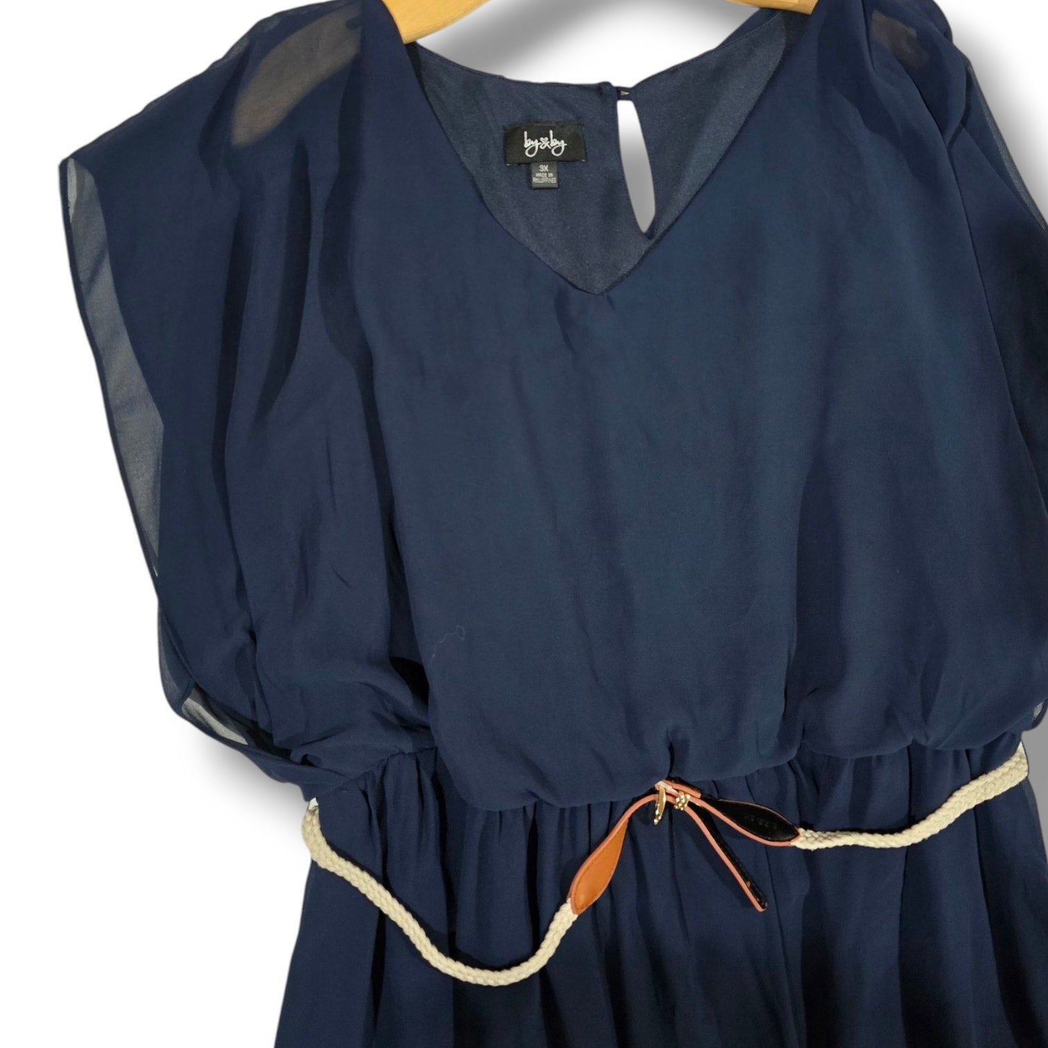 by & by Juniors plus size blue Sleeveless Belted Dress 3x