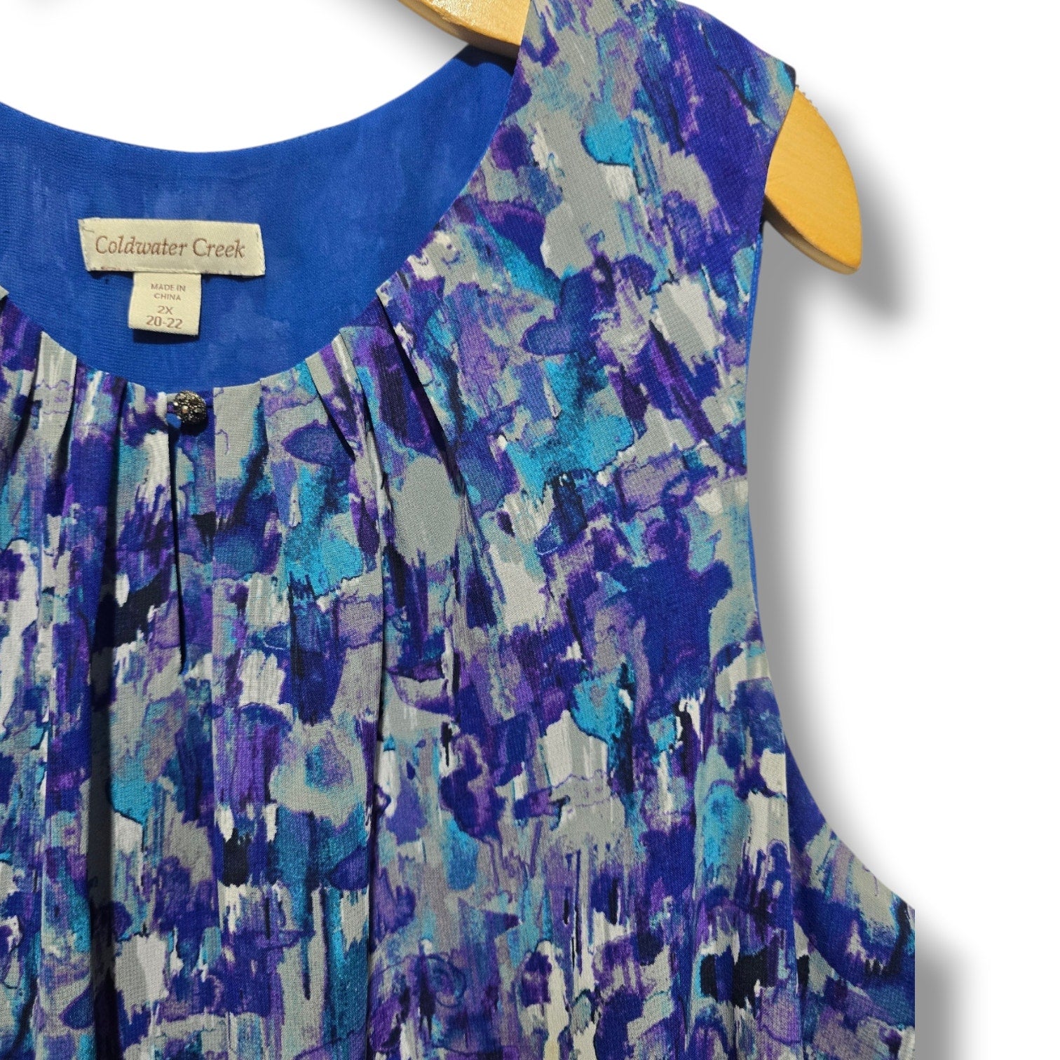 Coldwater Creek Women's Plus Size 2X Blue Purple Abstract Chiffon Tank Top