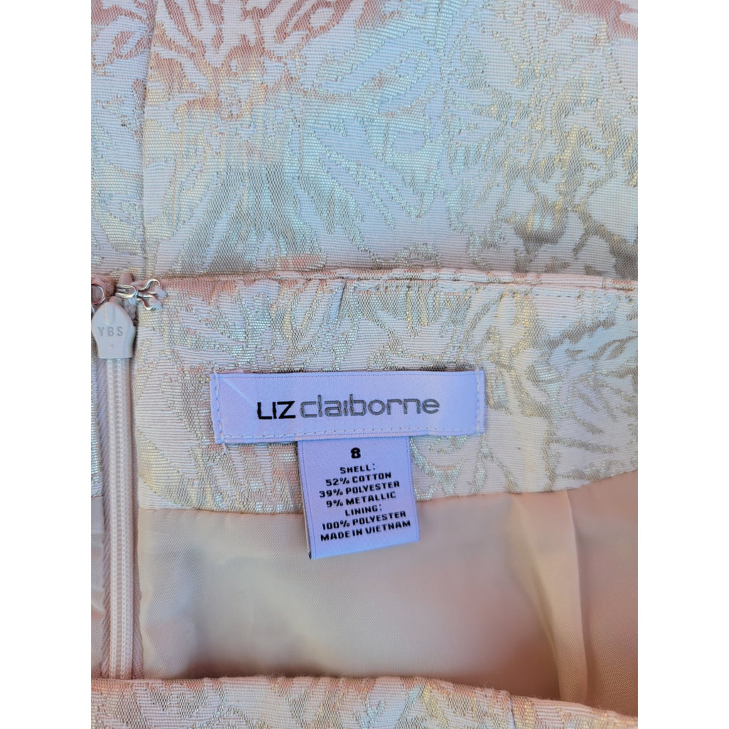 Liz Claiborne Villager women's Metallic Floral Pencil Skirt Shimmer Size 8