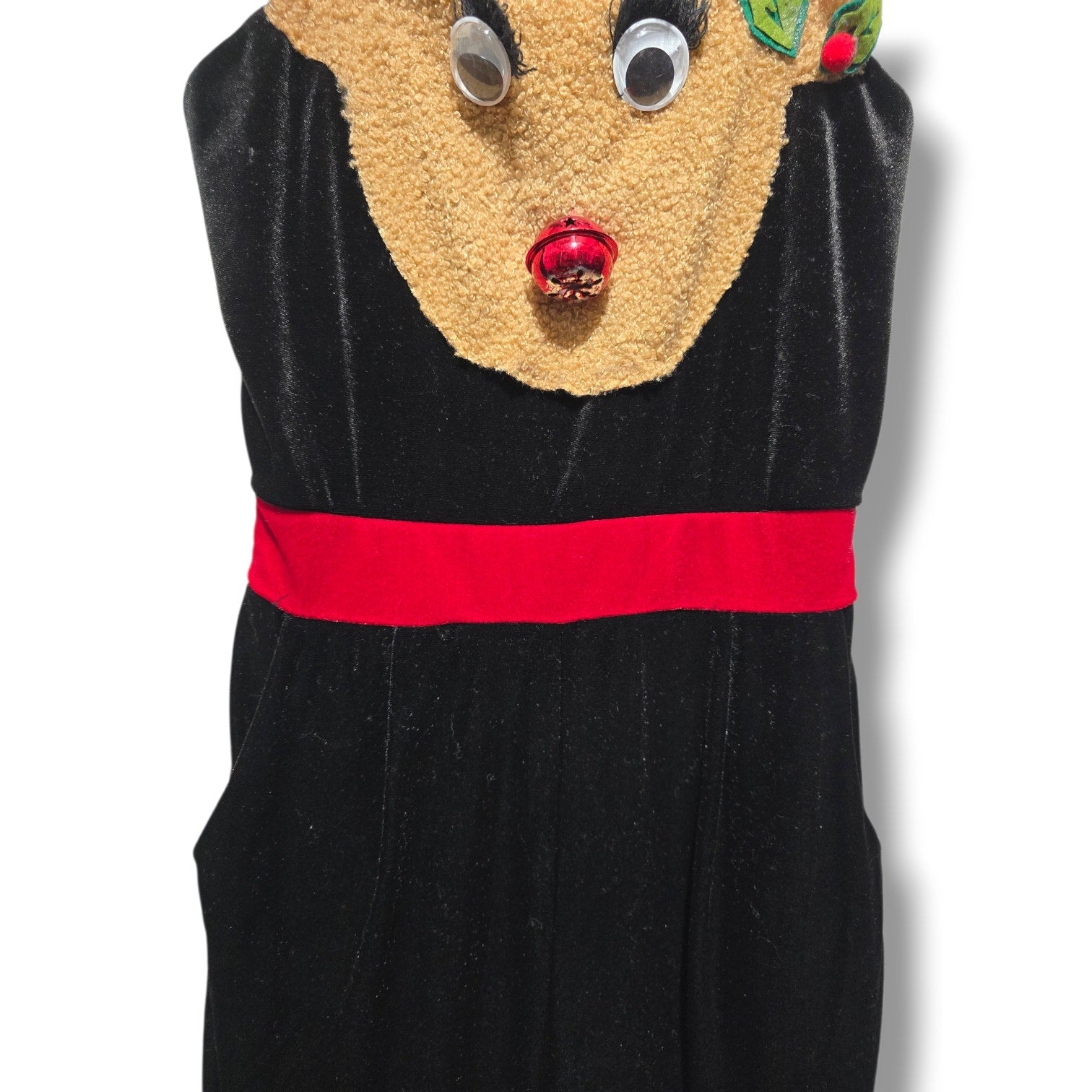 No Boundaries juniors Black Velvet Reindeer Christmas Jumpsuit