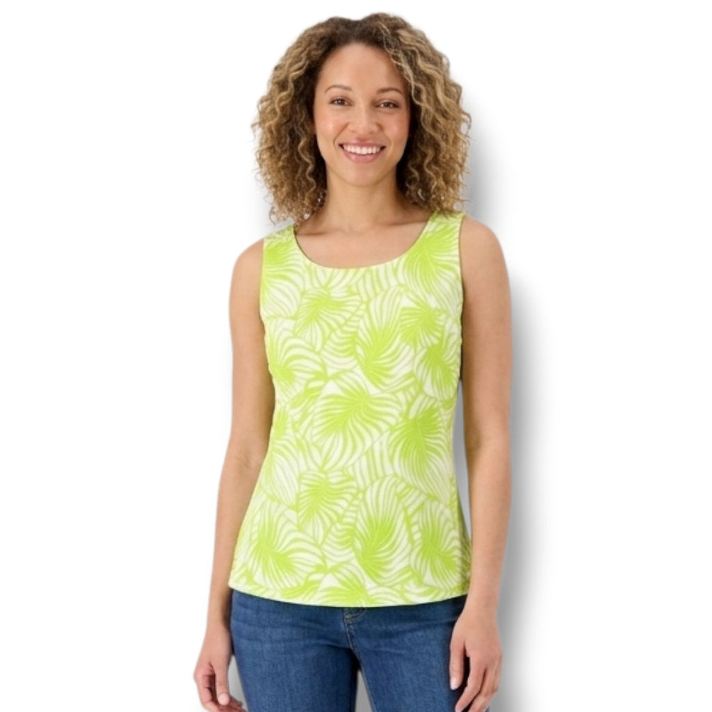 Falls Creek Green Botanical Leaf Sleeveless Blouse – XL, Lightweight