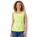 Falls Creek Green Botanical Leaf Sleeveless Blouse – XL, Lightweight