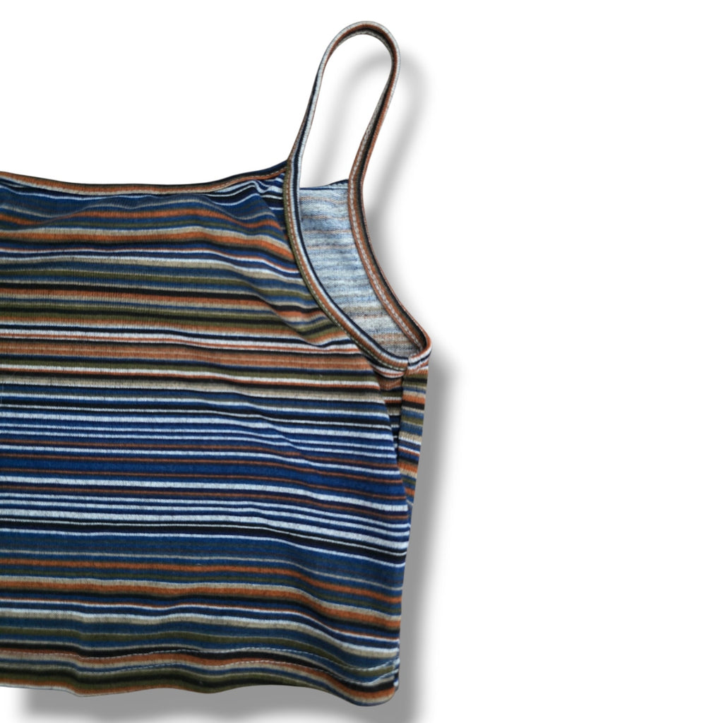 SHEIN Women's Size S Multi-Color Striped Ribbed Knit Cami Crop Top