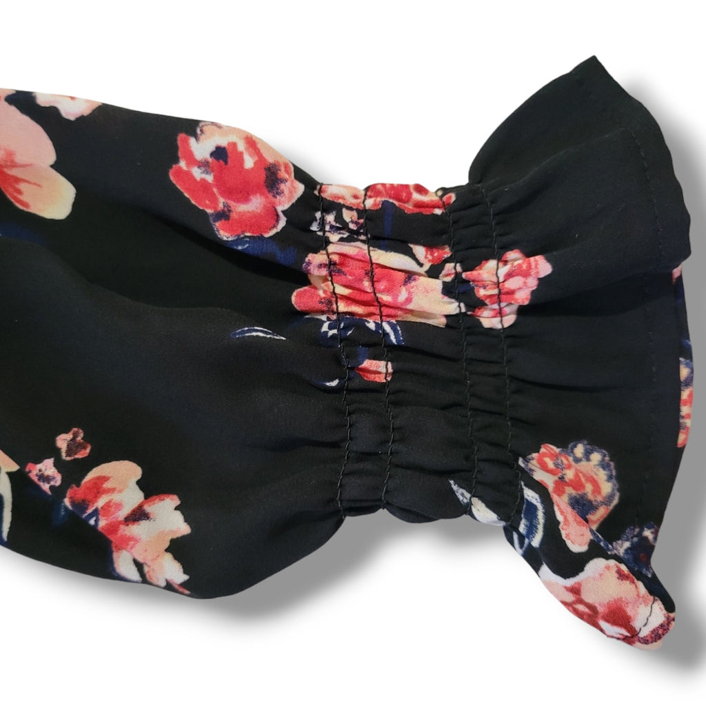 Divided by H&M Black Floral Lace-Up Smocked Blouse – Size 4 gently used