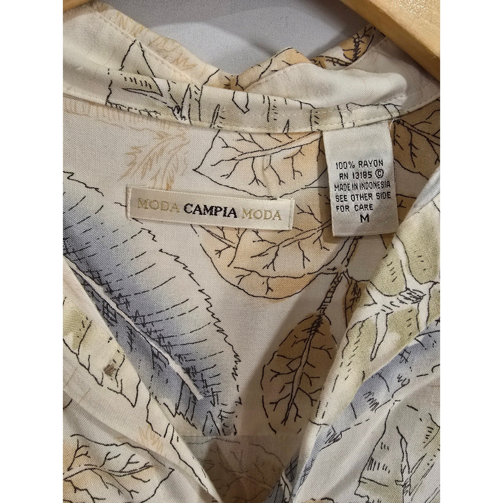 Campia Moda Men’s Tropical Hawaiian Print Button-Up Shirt Medium Rayon