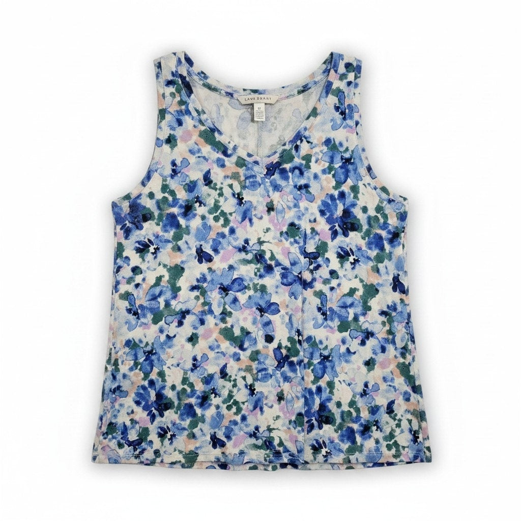 Lane Bryant Watercolor Floral V-Neck Swing Tank Top