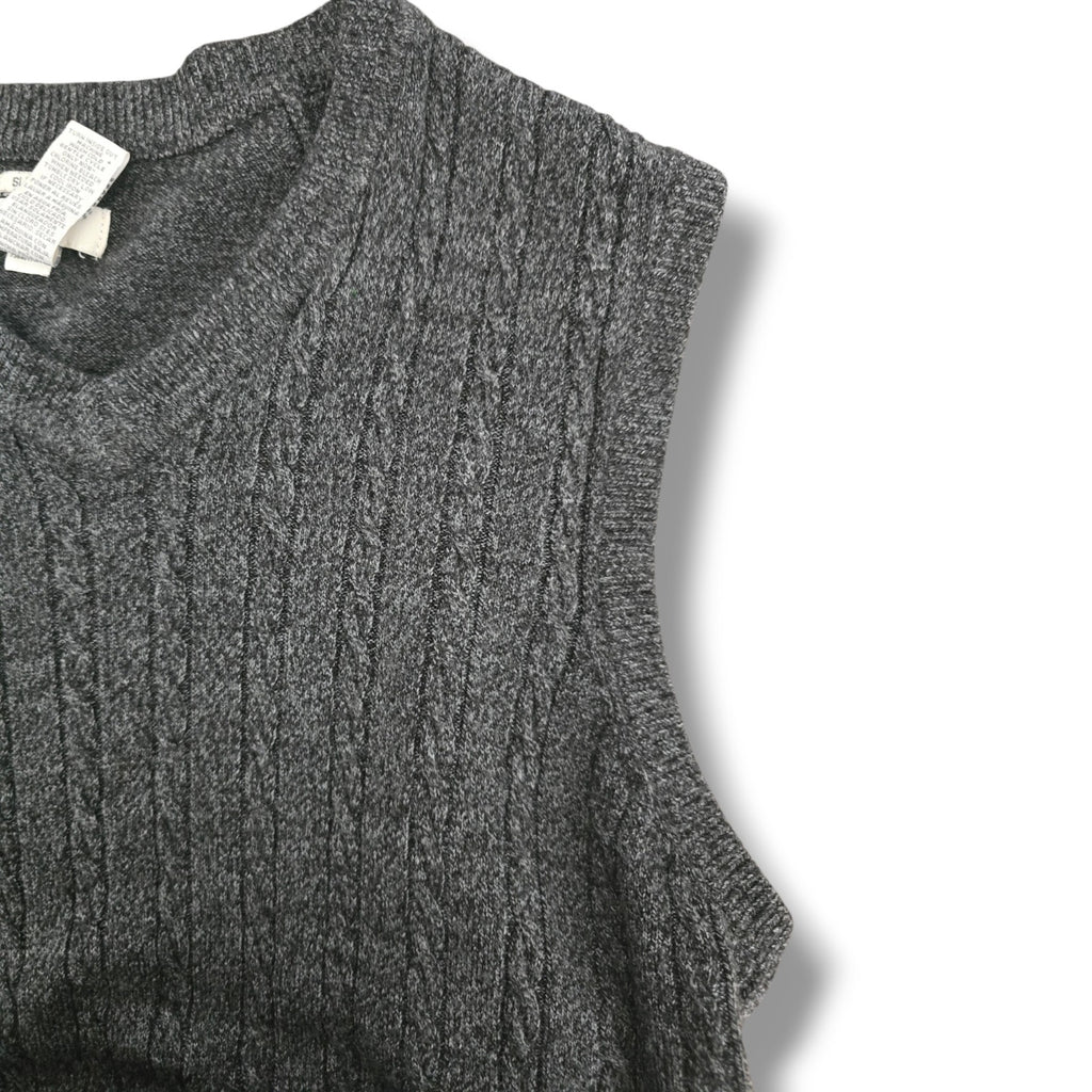 Dockers Men's Size M Charcoal Gray Heather Cable Knit V-Neck Sweater Vest