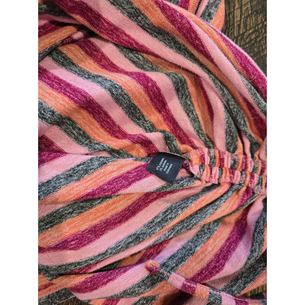 Lane Bryant Pink & Orange Striped Ruched Side Pullover Top 18/20