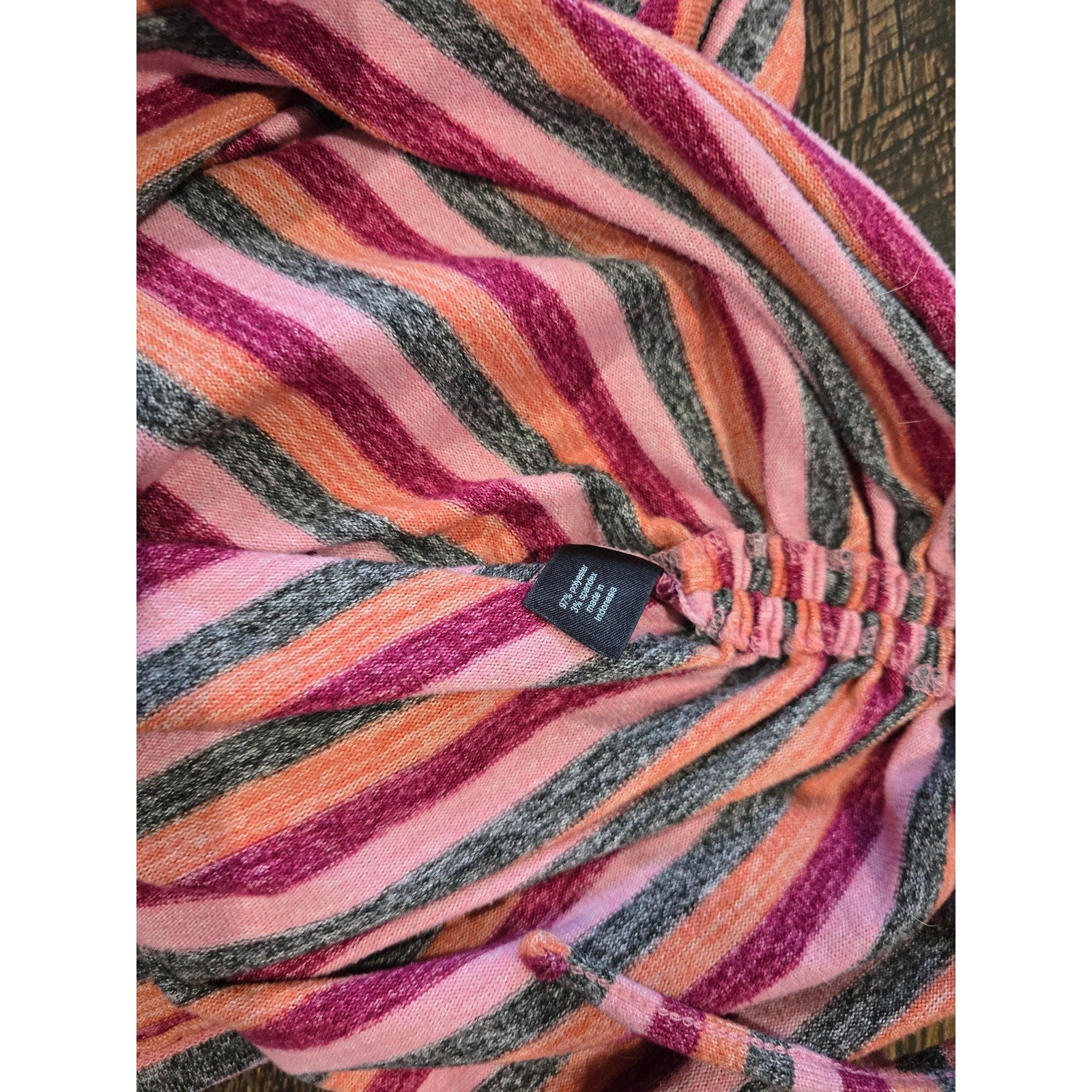 Lane Bryant Pink & Orange Striped Ruched Side Pullover Top 18/20