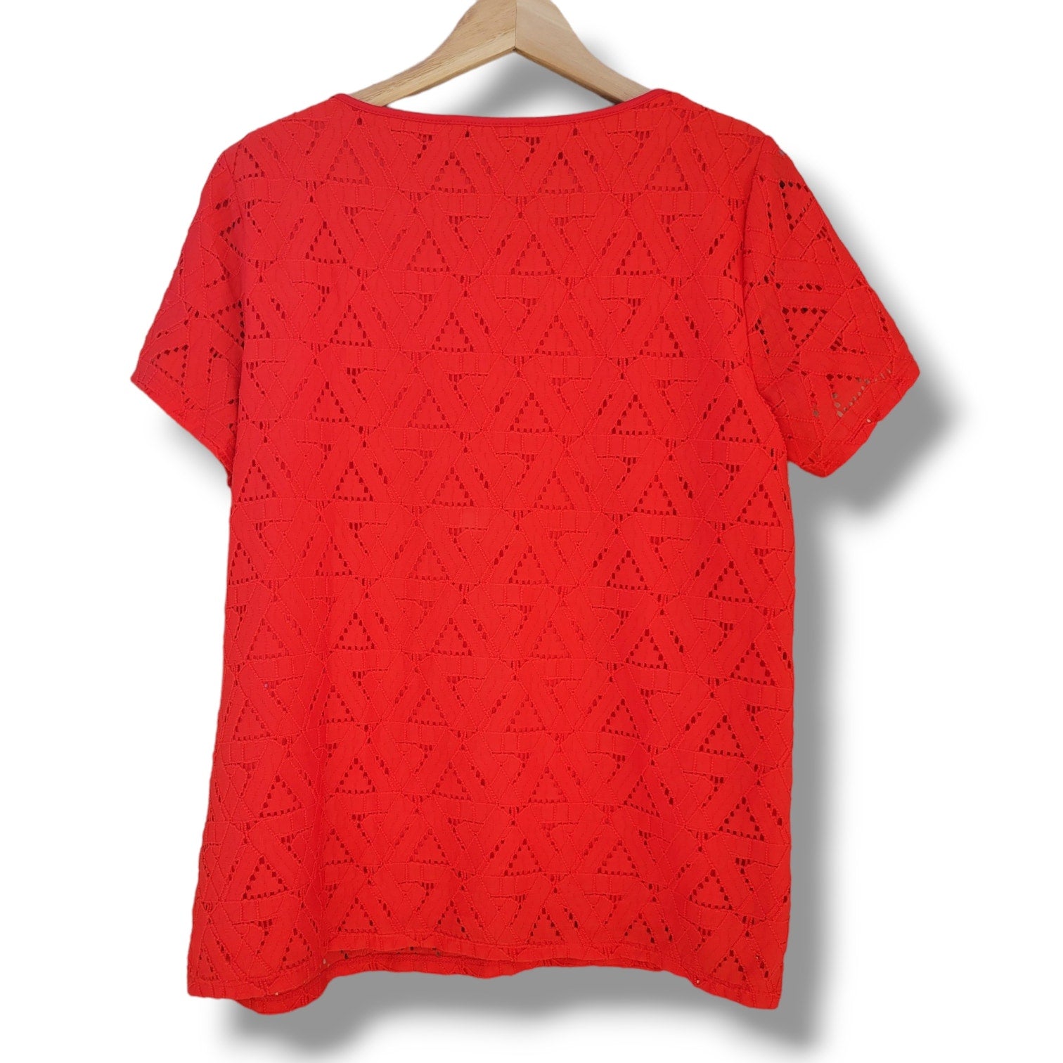 Marc New York Andrew Marc Women’s Red Eyelet Blouse Large Nylon Blend