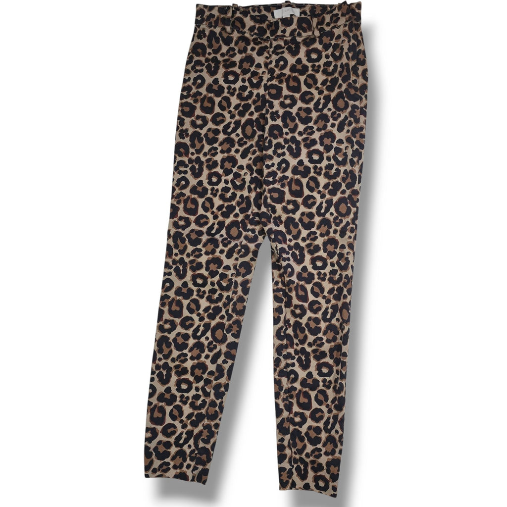 H&M women's brown animal leopard print skinny fit pants - size 2