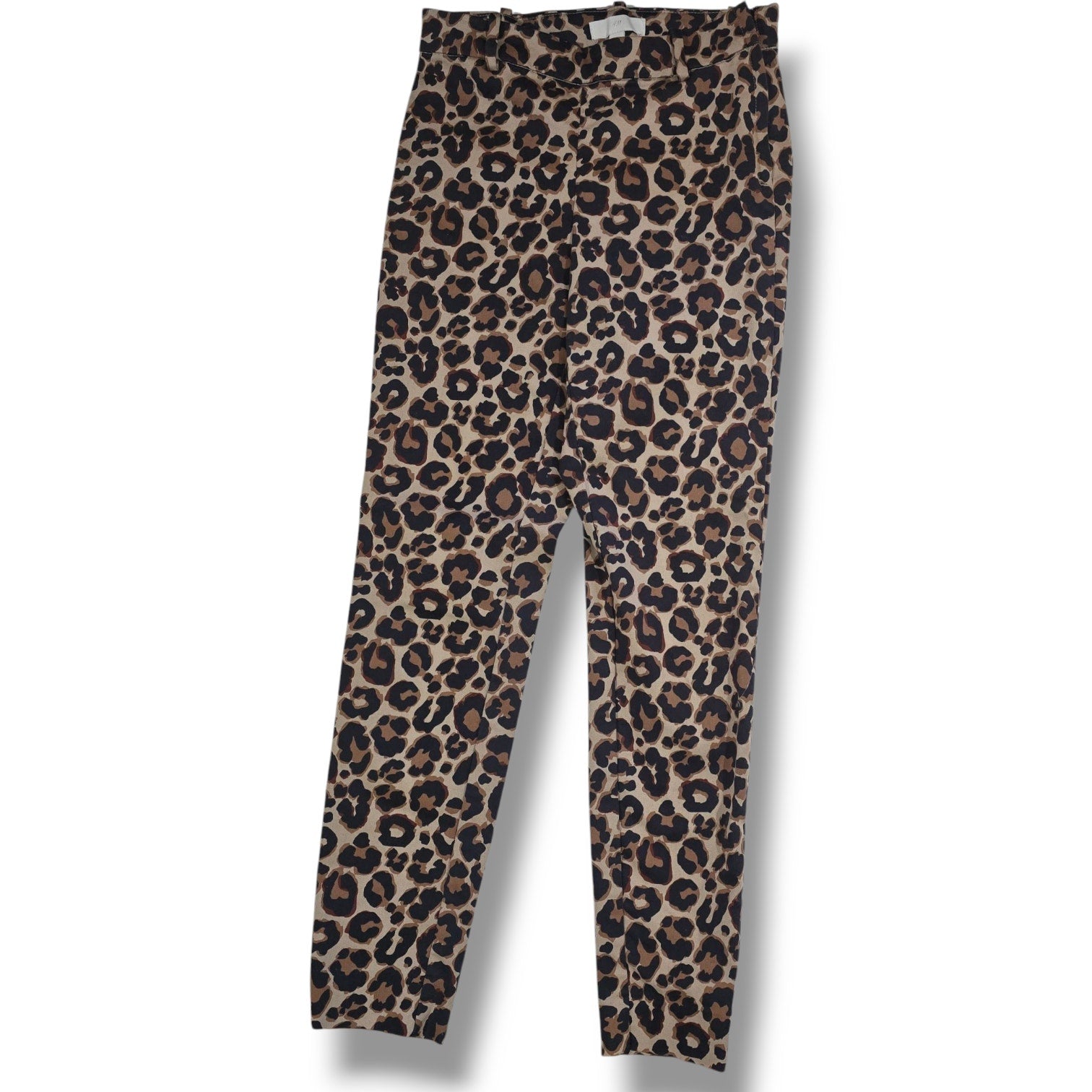 H&M women's brown animal leopard print skinny fit pants - size 2