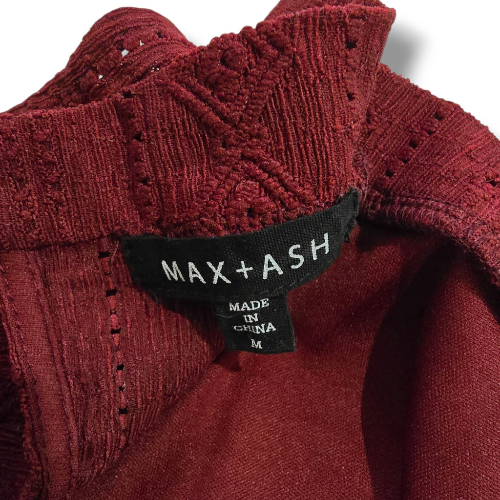 Max + Ash Burgundy Sleeveless Button-Back Lined Jumpsuit with Women’s Medium