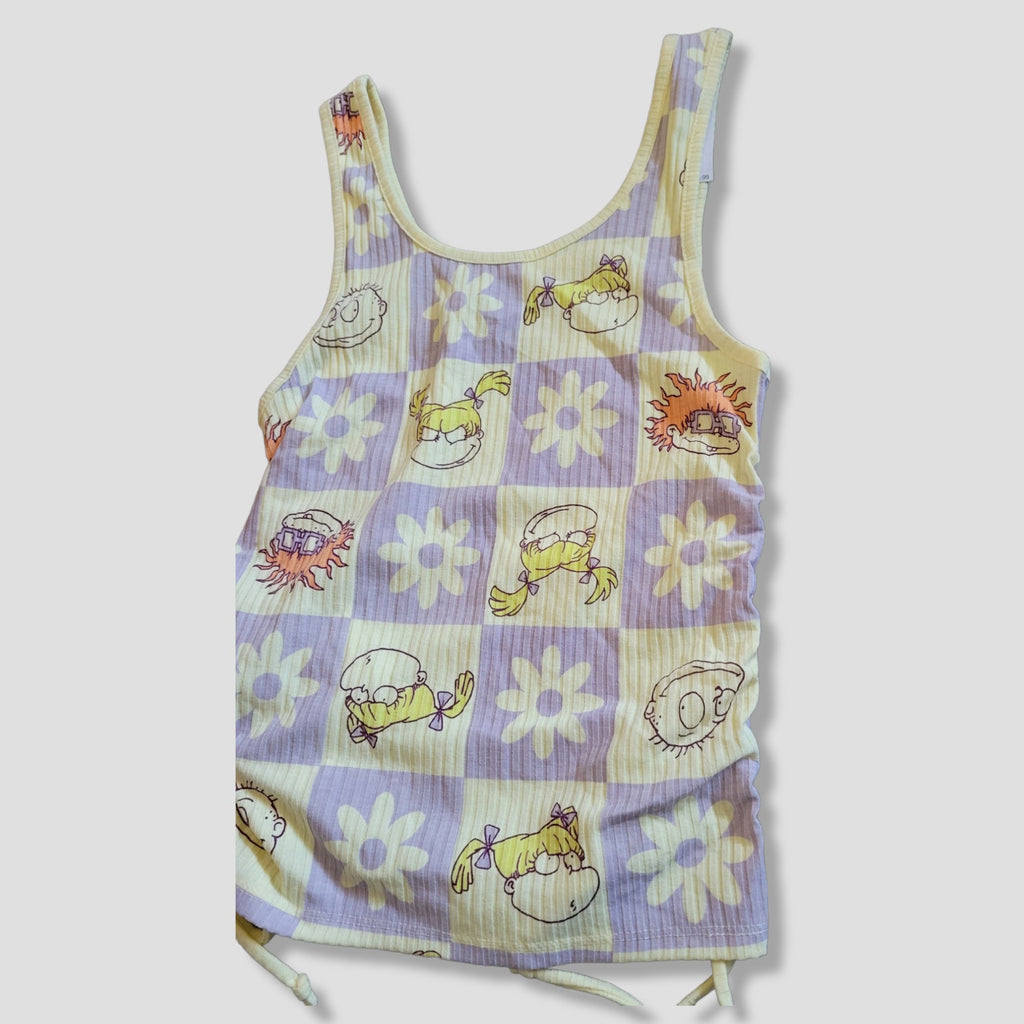 Nickelodeon Women’s Rugrats Graphic Ruched Tank Top - Yellow & Purple, New