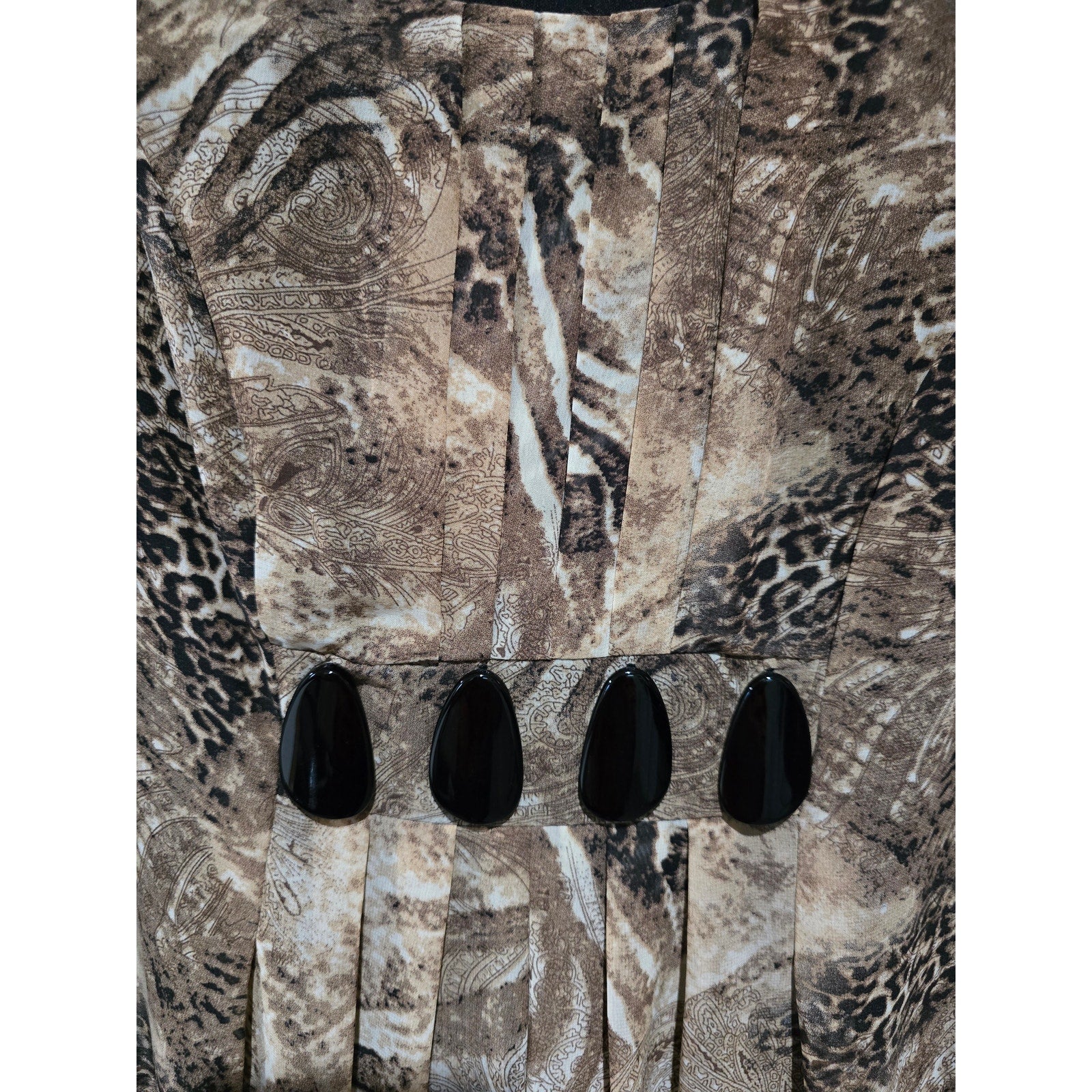 Voir Voir Women’s Animal Print Dress with Black Accent Detail – Size 12