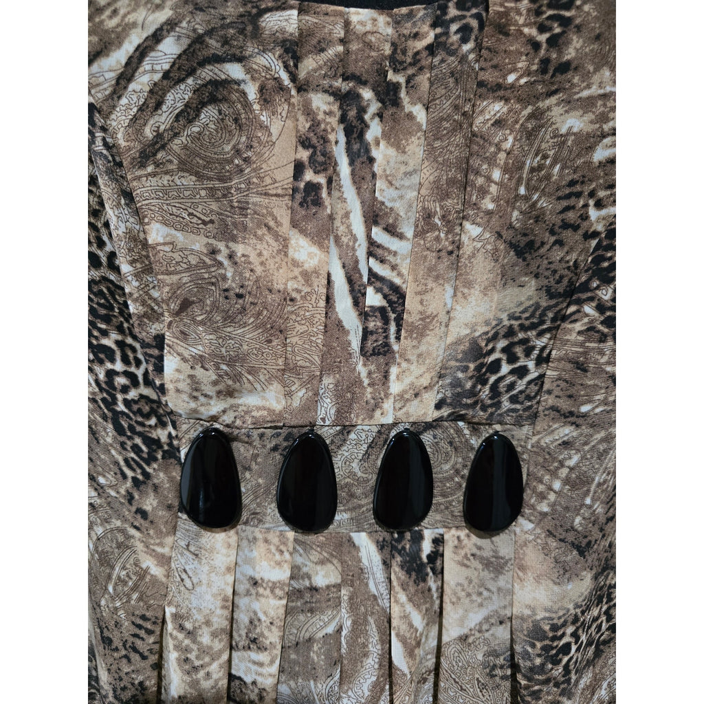 Voir Voir Women’s Animal Print Dress with Black Accent Detail – Size 12