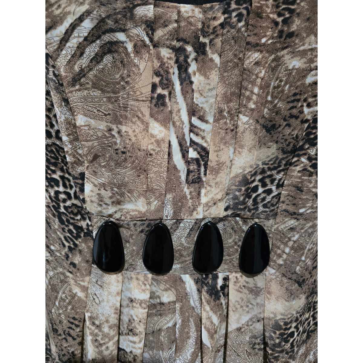 Voir Voir Women’s Animal Print Dress with Black Accent Detail – Size 12