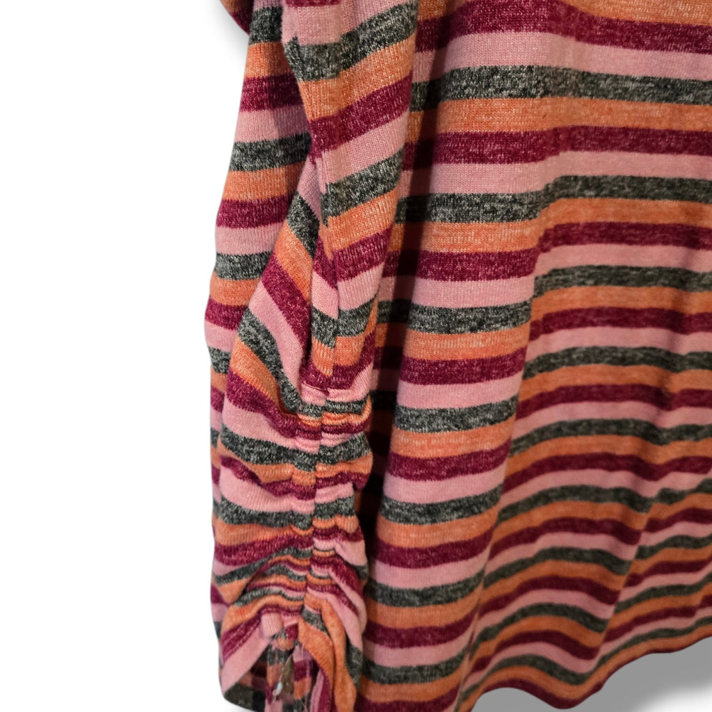 Lane Bryant Pink & Orange Striped Ruched Side Pullover Top 18/20