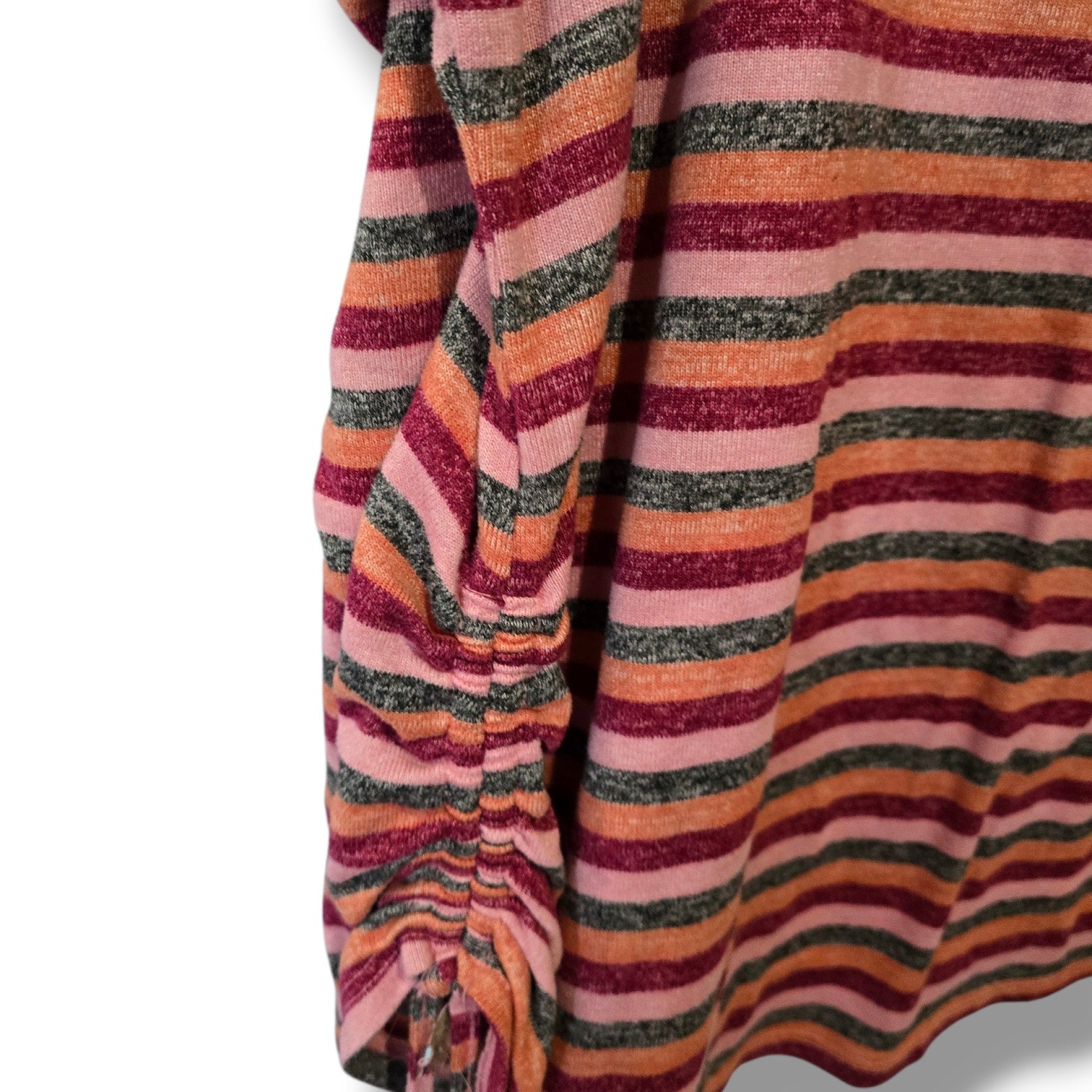 Lane Bryant Pink & Orange Striped Ruched Side Pullover Top 18/20