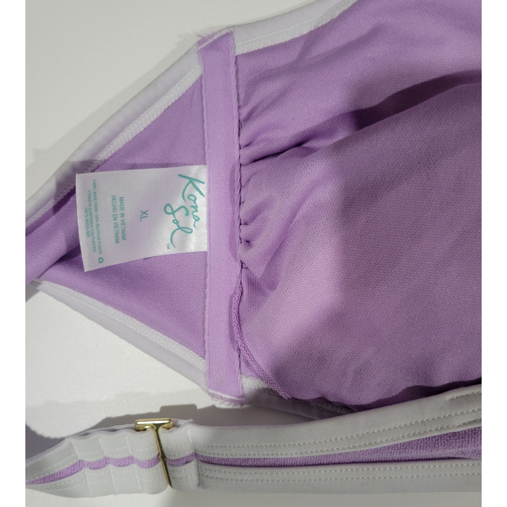 Kona Sol Women’s Purple Terry Textured Bandeau Bikini Top XL NWOT