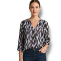 a.n.a A New Approach Black White Abstract Blouse Women’s Small 3/4 Sleeve