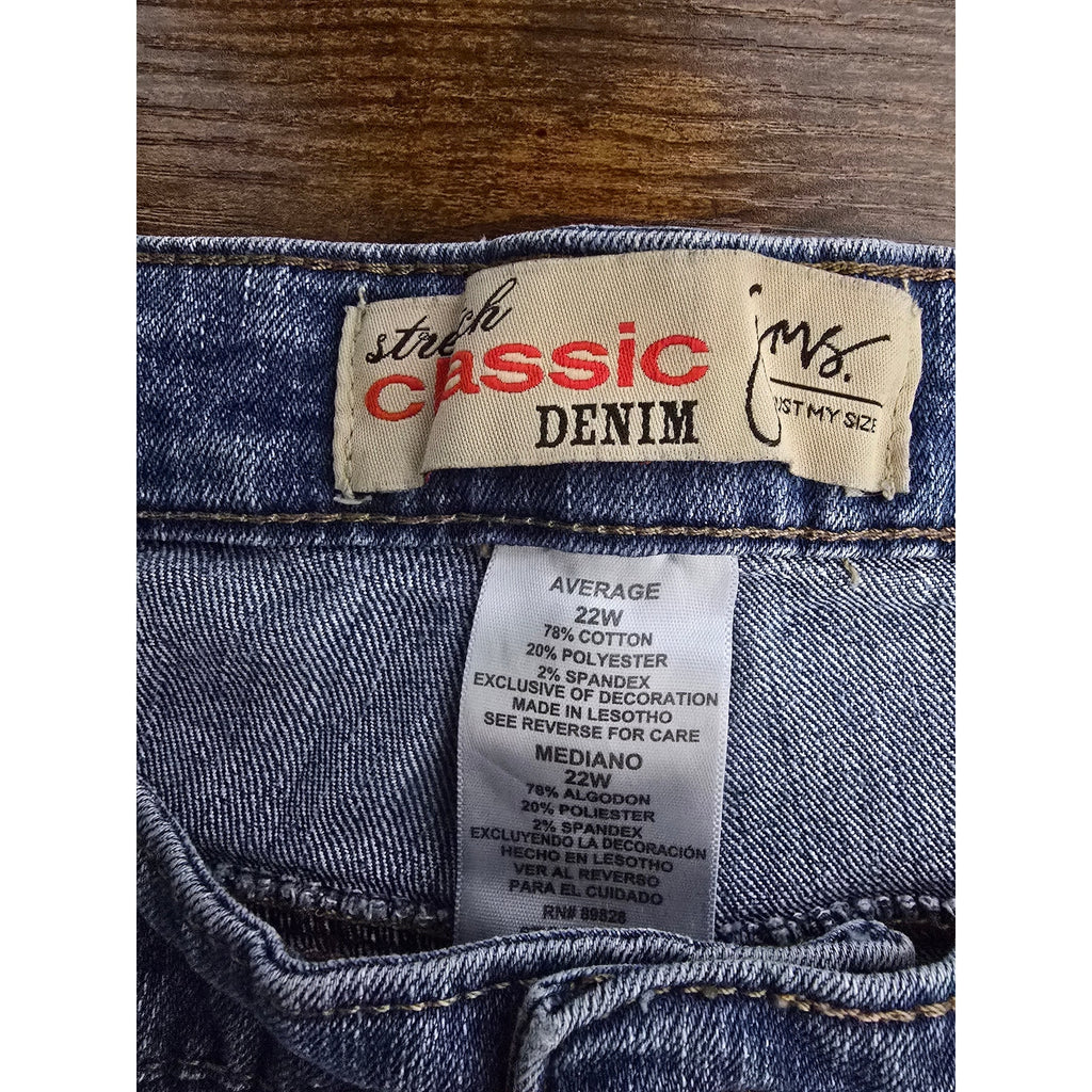 Just My Size JMS Women's 22W Stretch Classic Denim Medium Wash Straight Jeans