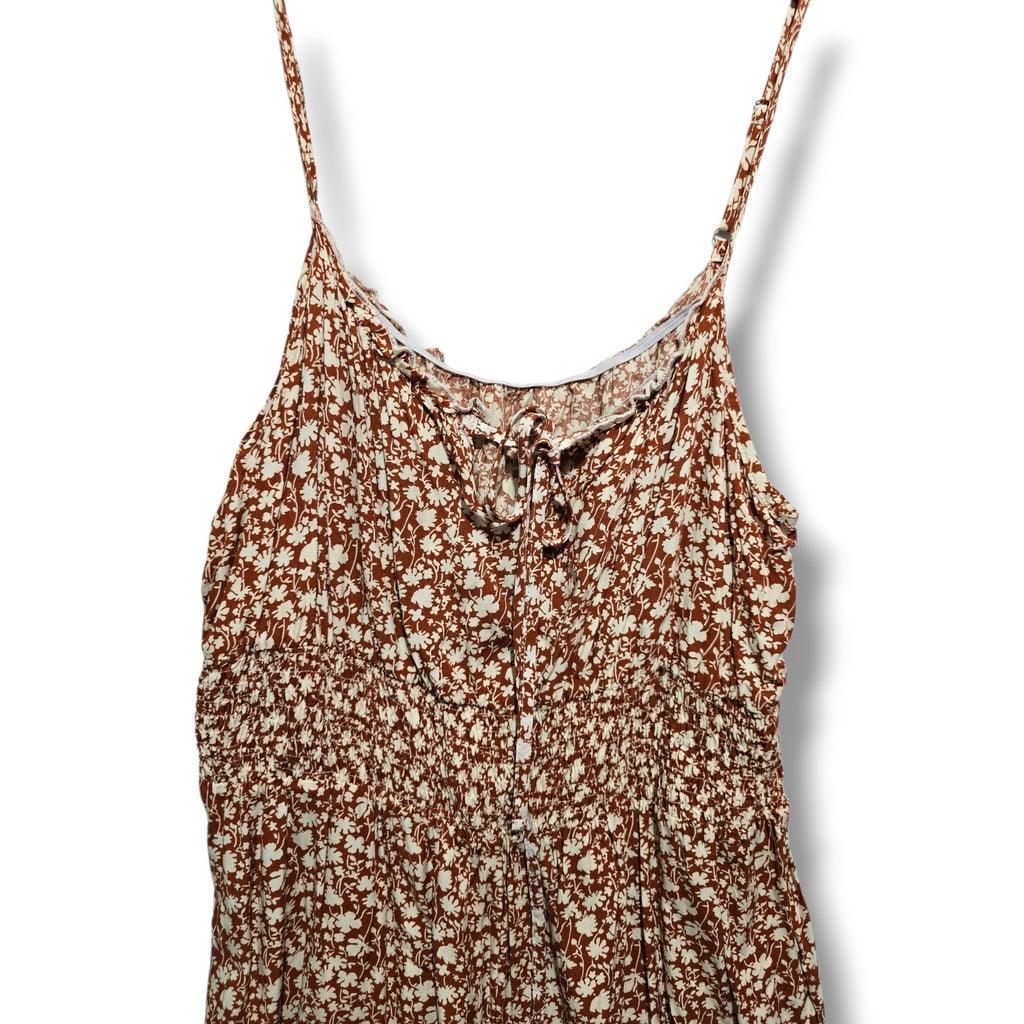 SHEIN women's Rust Floral Tie-Front Sleepy Romper xl