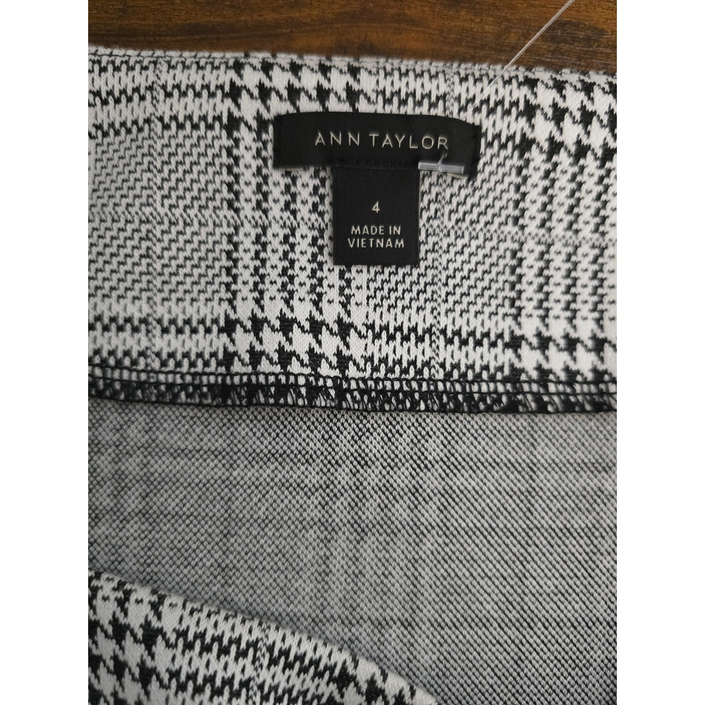 Ann Taylor Women's Size 4 Gray Black Glen Plaid Glen Check Shift Dress