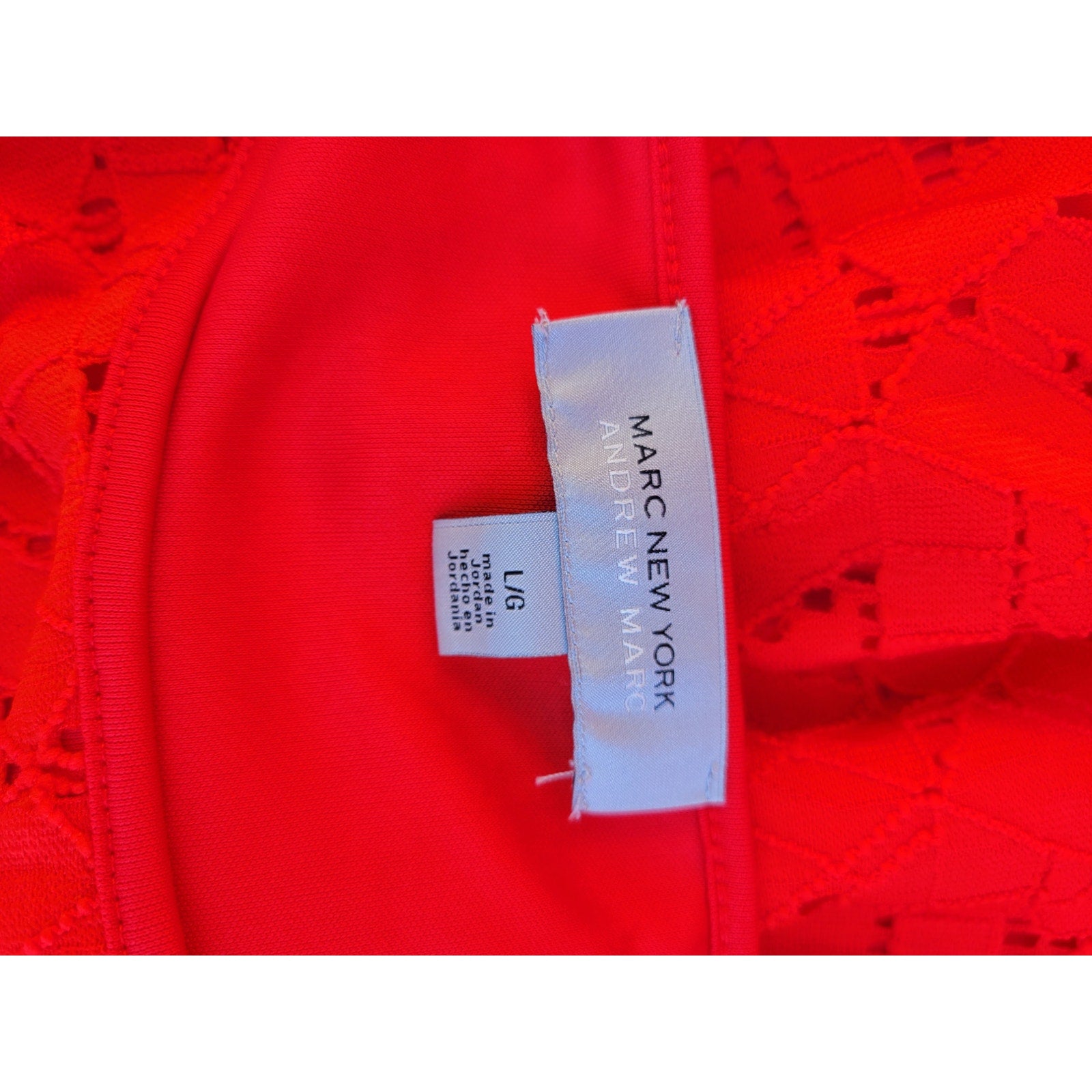 Marc New York Andrew Marc Women’s Red Eyelet Blouse Large Nylon Blend