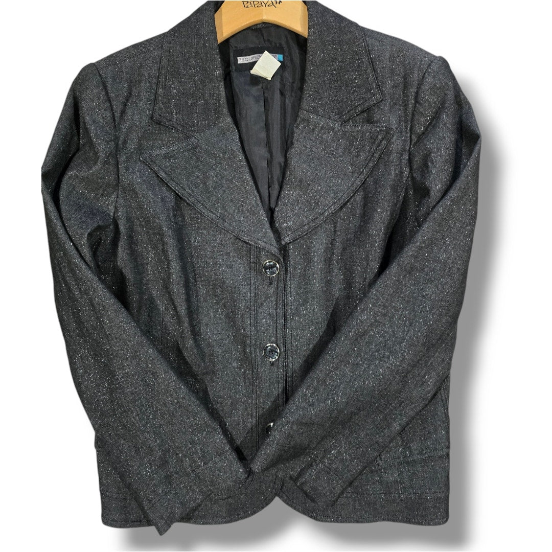 Requirements women's Plus Size vintage dark gray lurex careerwear blazer size 16