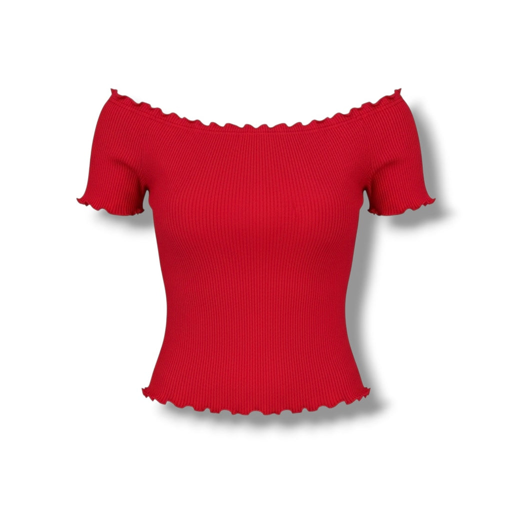 Forever 21 + women's Plus Size red Ribbed off the shoulder bodycon Cropped top