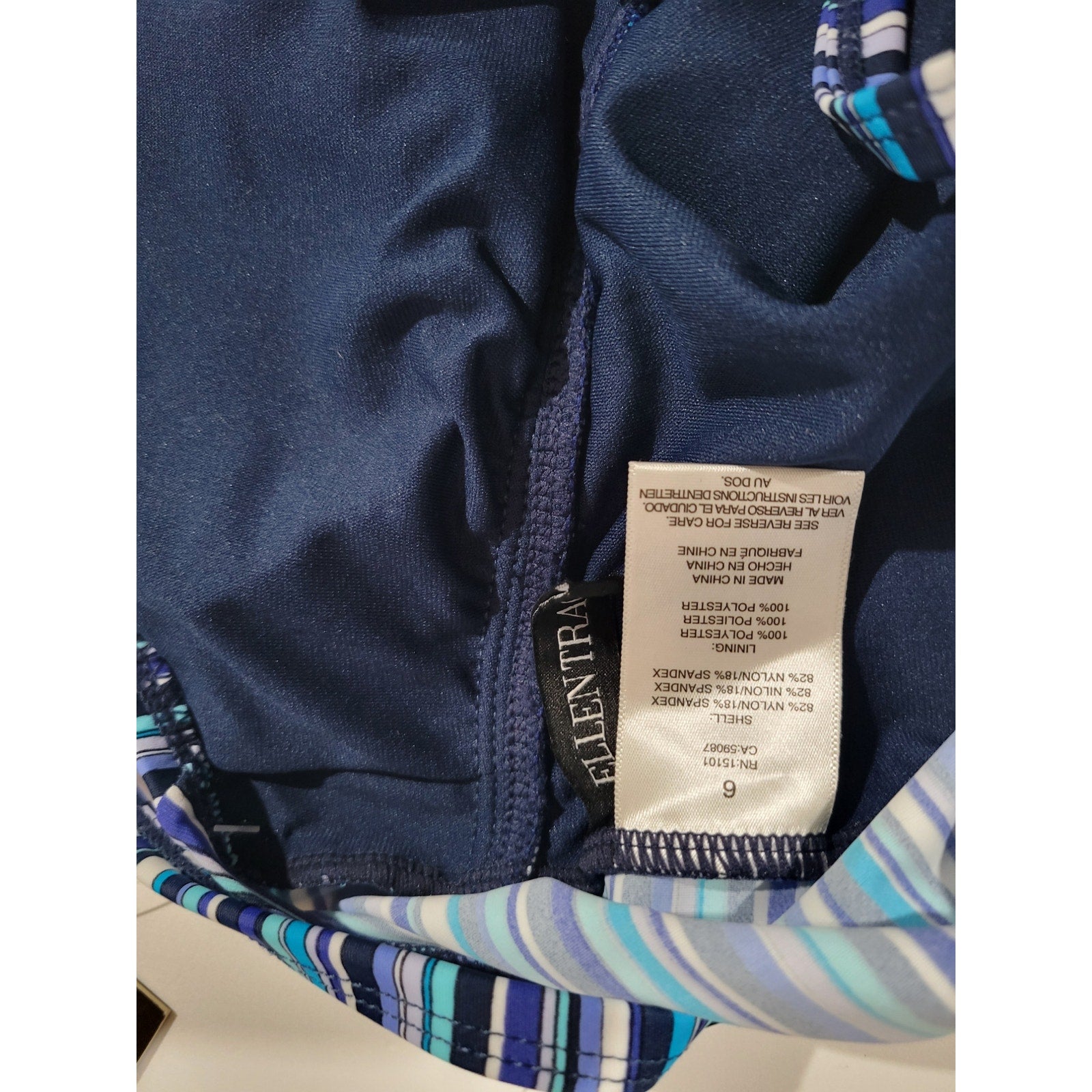 Ellen Tracy Women’s Striped Halter Tankini Swim Top Size 6 New