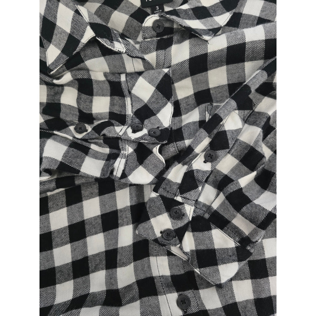 Torrid Size 3 Black White Buffalo Plaid Button Down Flannel Shirt Plus Size