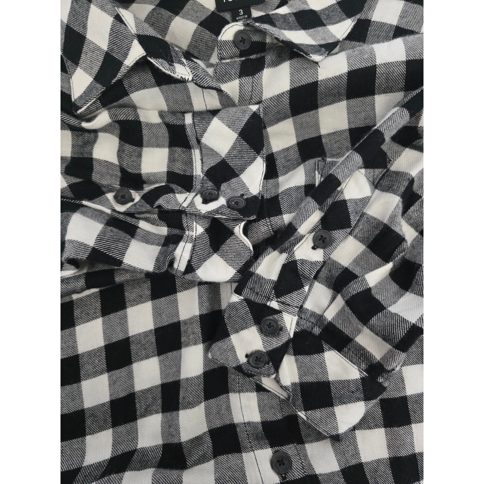 Torrid Size 3 Black White Buffalo Plaid Button Down Flannel Shirt Plus Size