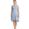 Talbots Blue & Ivory Geometric Ikat Sleeveless Fit-and-Flare Dress – Medium