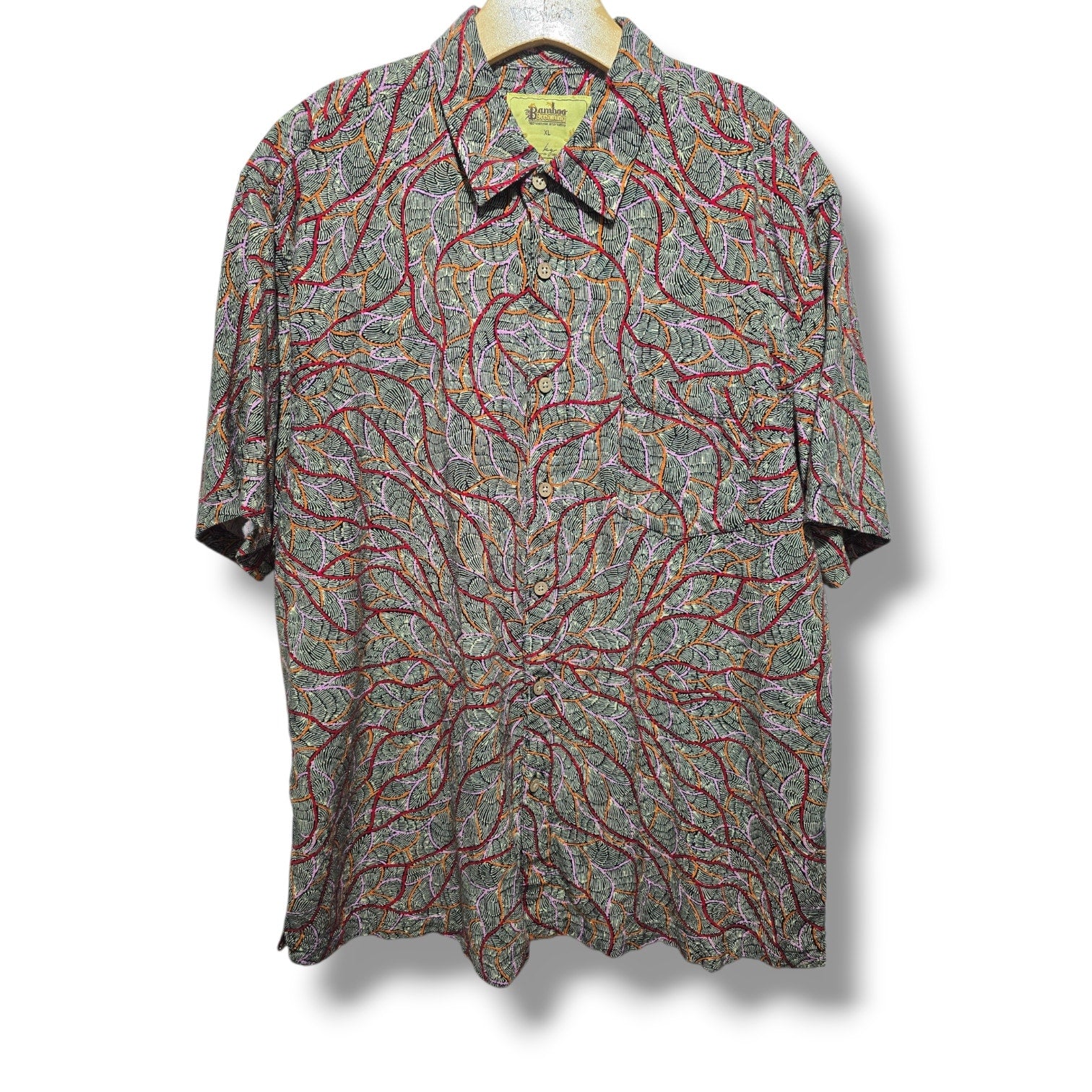 Bamboo Dreaming by Kingston Grange Mens XL Abstract Geometric Short Sleeve Shirt
