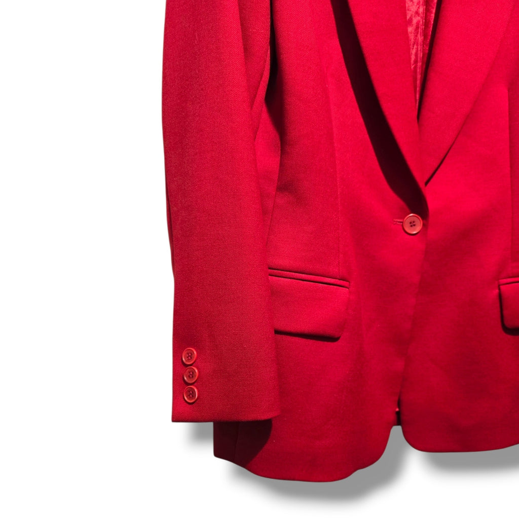 Pendleton Vintage Women's Sz 10 Pure Virgin Wool Red Single Button Blazer Jacket